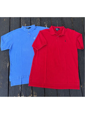 Vintage Polo Ralph Lauren Shirt Lot Men’s Large USA Made Blue Red 90s Polo